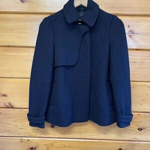 ZARA Navy A Line Wool Blend Long Sleeve Jacket Snap Closure Size US XS
